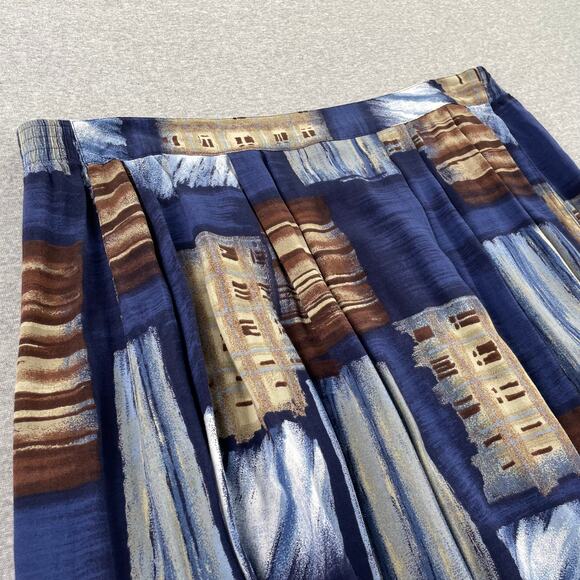 Vintage Y2K 90s Sag Harbor Maxi Skirt Large Blue Brown Geometric Funky Abstract - Picture 6 of 16